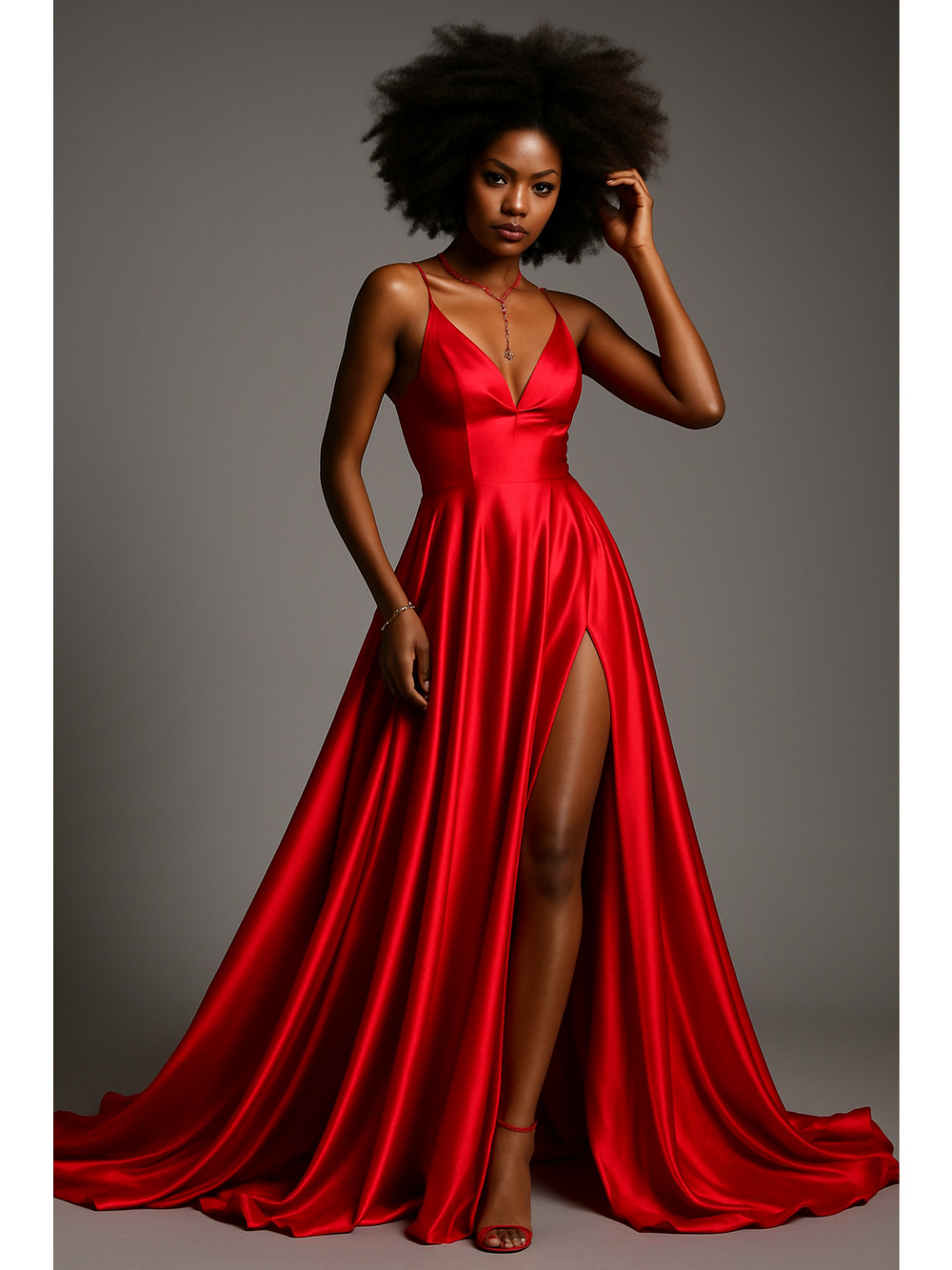Sherri Hill Red Satin A-Line Gown Size 6 Formal Prom Dress w/ Pockets Gala 52119